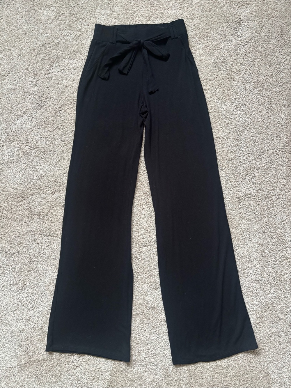 Joe Benbasset Black Wide-Leg Tie-Waist Pants